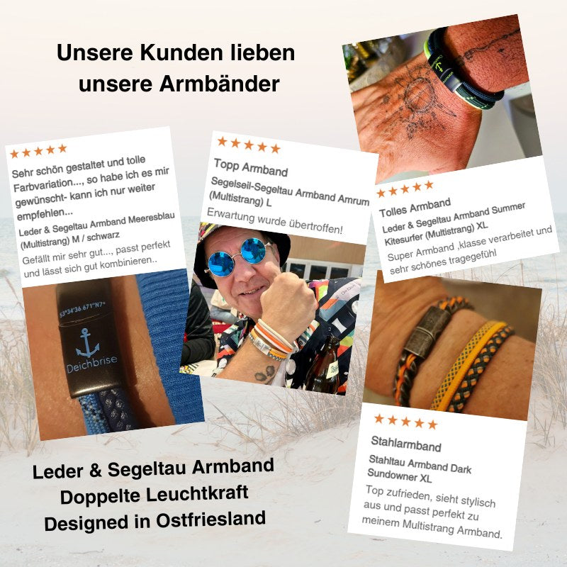 Leder & Segeltau Armband Doppelte Leuchtkraft (Multistrang)
