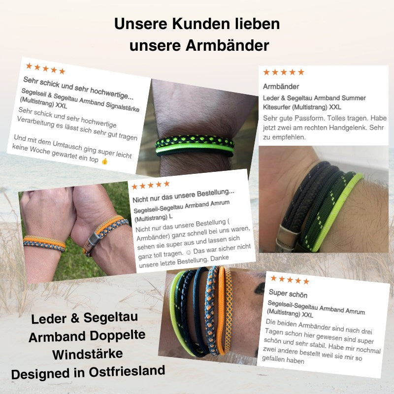 Leder & Segeltau Armband Doppelte Windstärke (doppelt) (Multistrang)