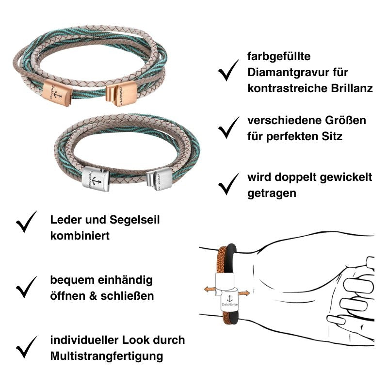 Leder & Segeltau Armband Doppeltes Schilfgras (doppelt) (Multistrang)