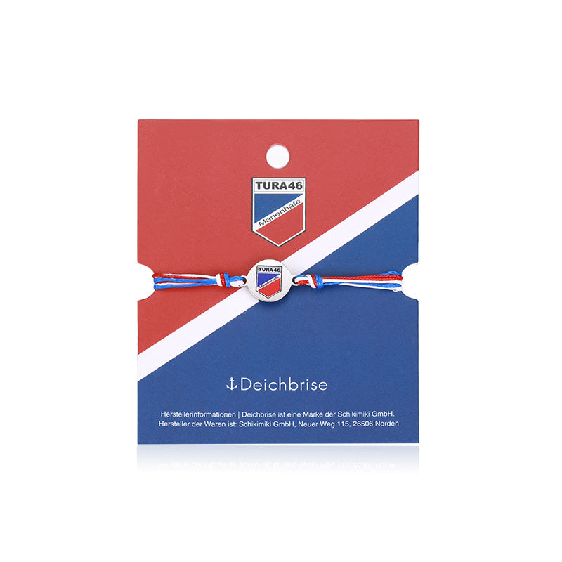 Logo-Fan-Armband TURA46 Marienhafe aus Wachs-Seil & Edelstahl