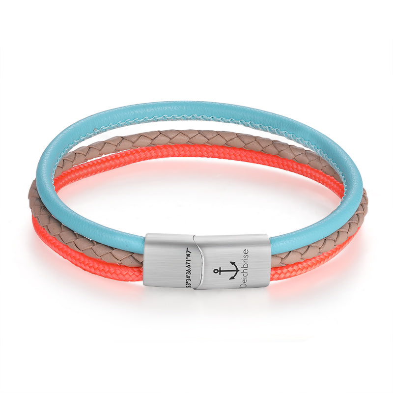 Leder & Segelseil Armband Beach Day (Multistrang)