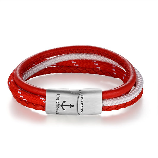 Leder & Segelseil Armband Grenzenlos (Multistrang)