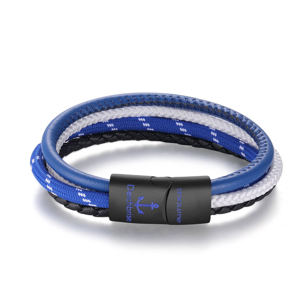 Leder & Segelseil Armband Hansestadt (Multistrang)