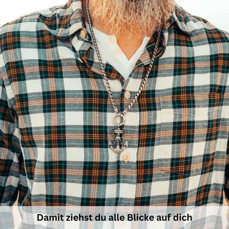 Kettenanhänger Big Anker mit Totenkopf aus Edelstahl