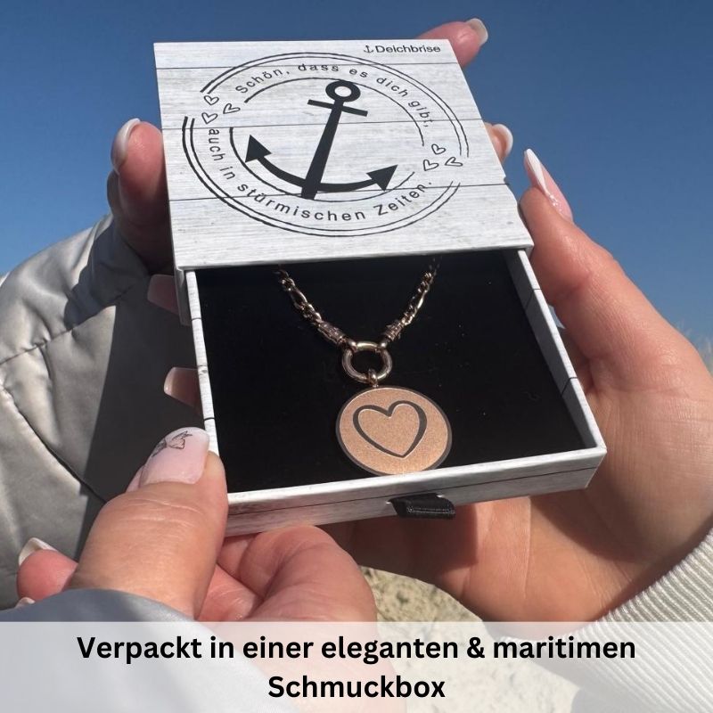 Kette mit Anhänger "Mama der Anker zu meinem Herzen" (mit Rund-Karabiner) aus Edelstahl