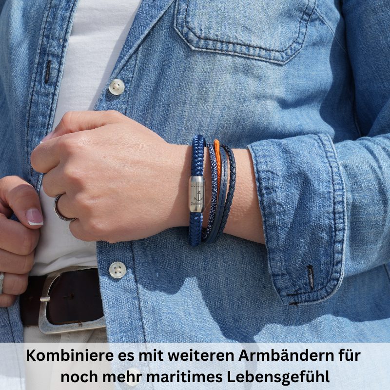 Multistrang Armband Blue Sun (Segelseil & Fibre Leder) (Veggie)