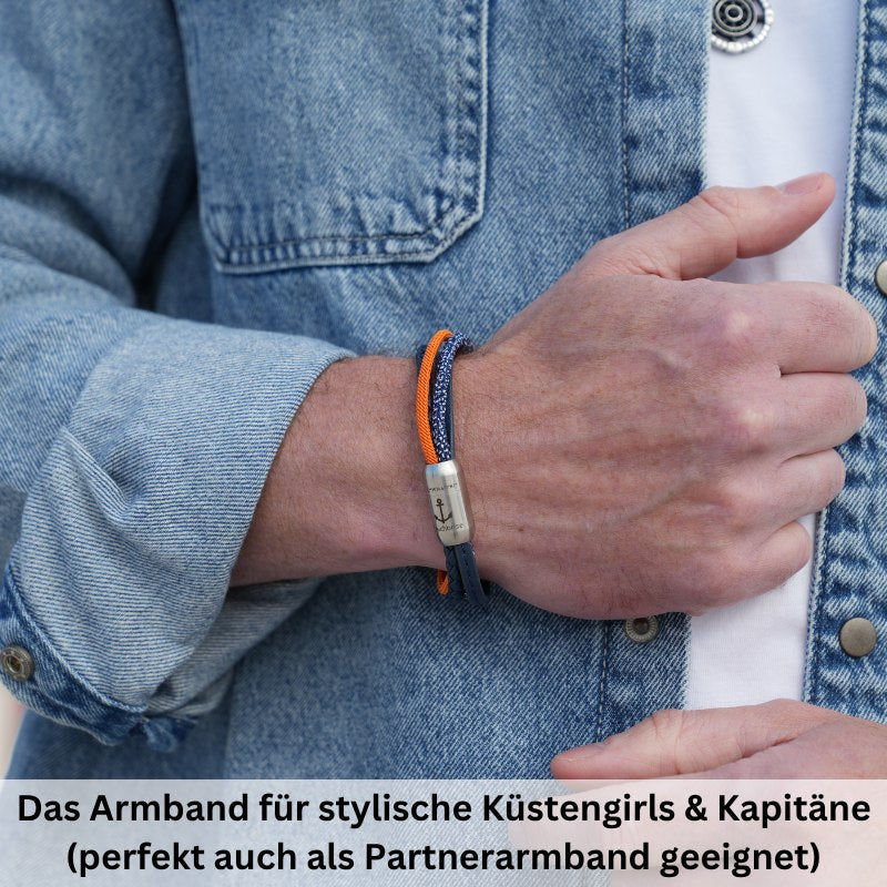 Multistrang Armband Blue Sun (Segelseil & Fibre Leder) (Veggie)