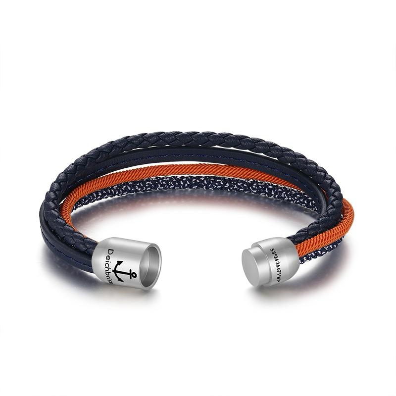 Multistrang Armband Blue Sun (Segelseil & Fibre Leder) (Veggie)