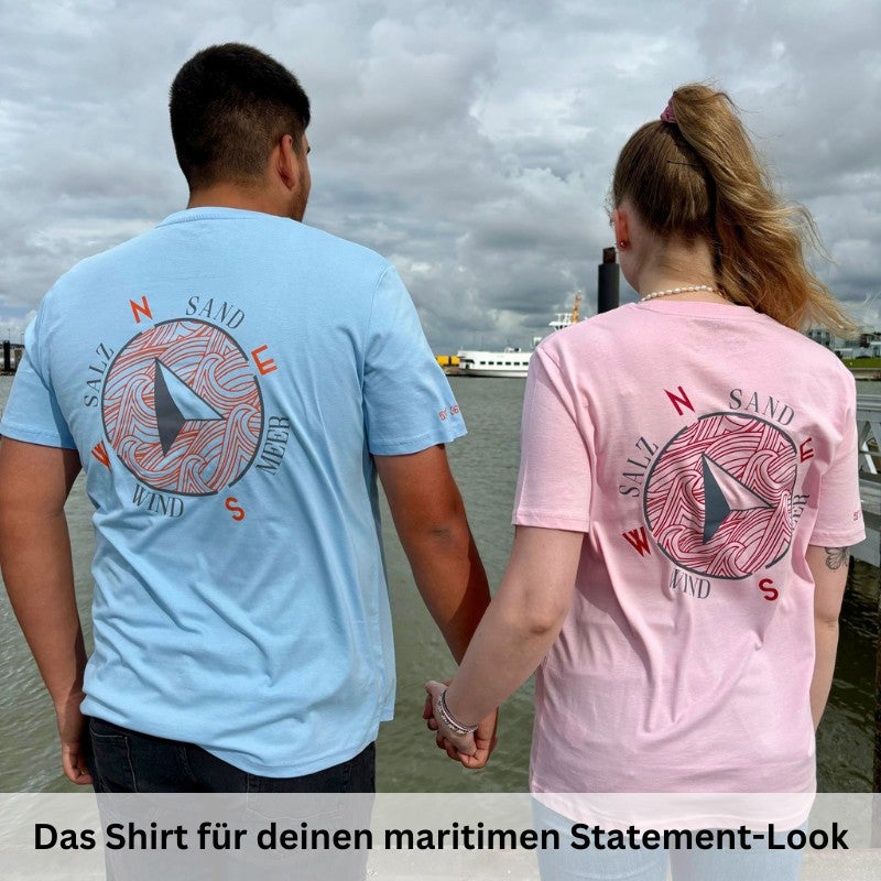 Unisex T-Shirt "Pellworm" (rosa) / "Amrum" (blau)