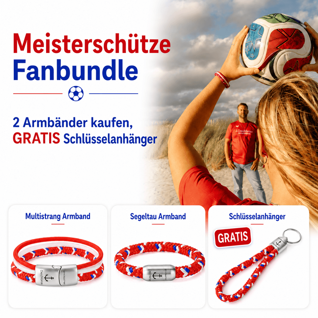 Meisterschütze Fanbundle - 2 Armbänder kaufen, GRATIS Schlüsselanhänger