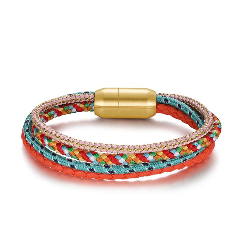 Multistrang Armband Boho Summer (Segelseil & Fibre Leder) (Veggie)