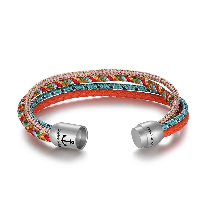 Multistrang Armband Boho Summer (Segelseil & Fibre Leder) (Veggie)