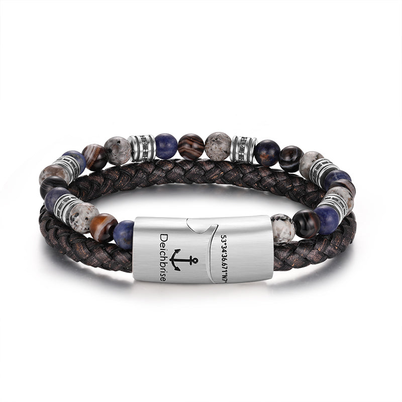 Armband Meereswellen (Multistrang) Achat, Feuerstein & Sodalith