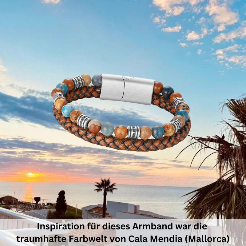 Armband Cala Mendia (Multistrang) Leder, Picture Jasper & Apatit