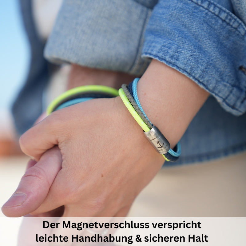 Multistrang Armband Summer Beach (Segelseil & Fibre Leder) (Veggie)