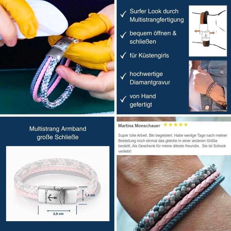 Leder & Segeltau Armband Pellworm (Multistrang)