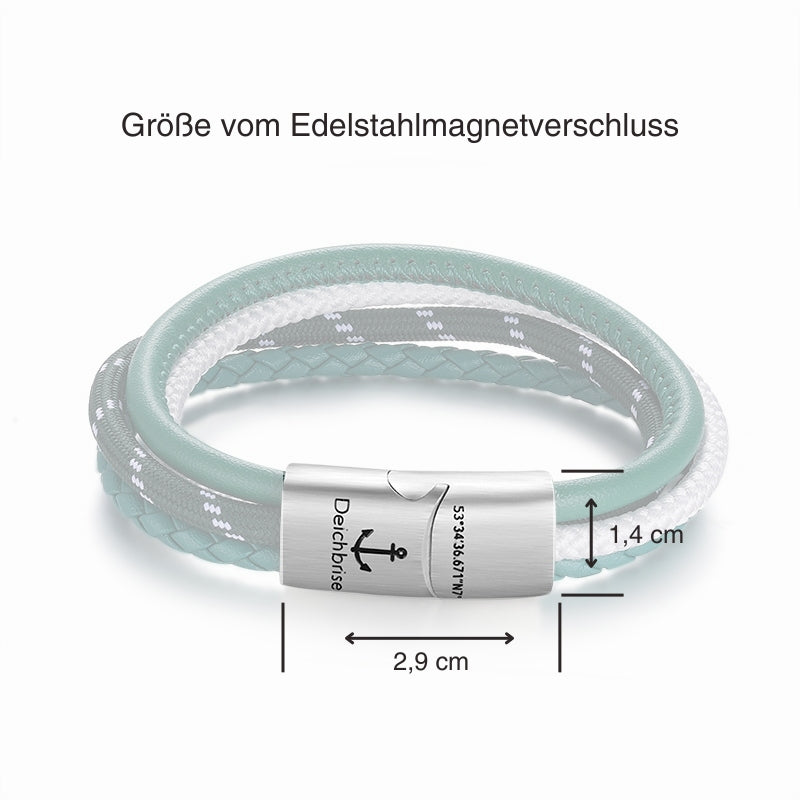 Leder & Segelseil Armband Bremen (Multistrang)