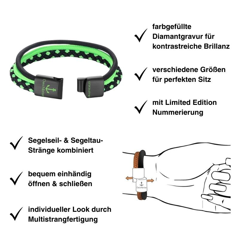 Segelseil-Segeltau Armband Deichleuchten (Multistrang)