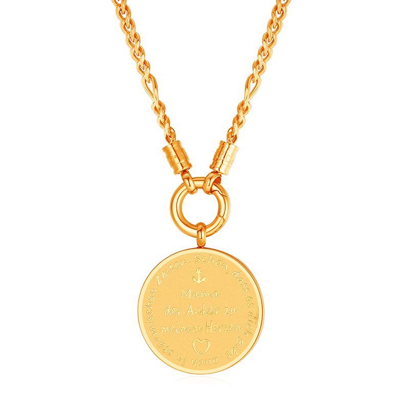 Kette mit Anhänger "Mama der Anker zu meinem Herzen" (mit Rund-Karabiner) aus Edelstahl