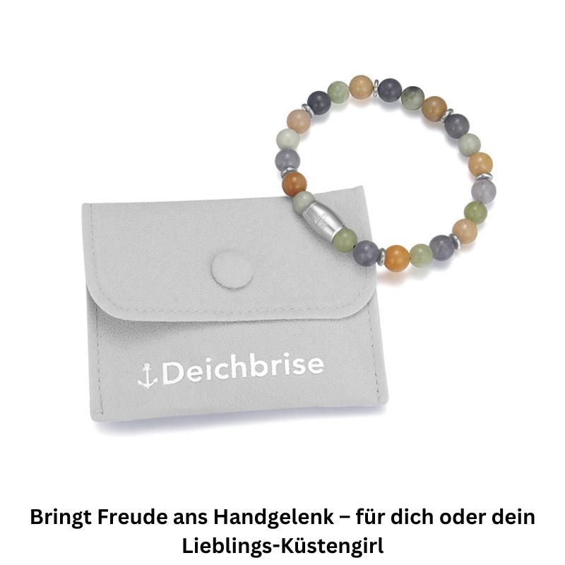 Armband Joleen aus Quarz Kristall, Gelbe Jade, Hellgrüne Jade & Edelstahl