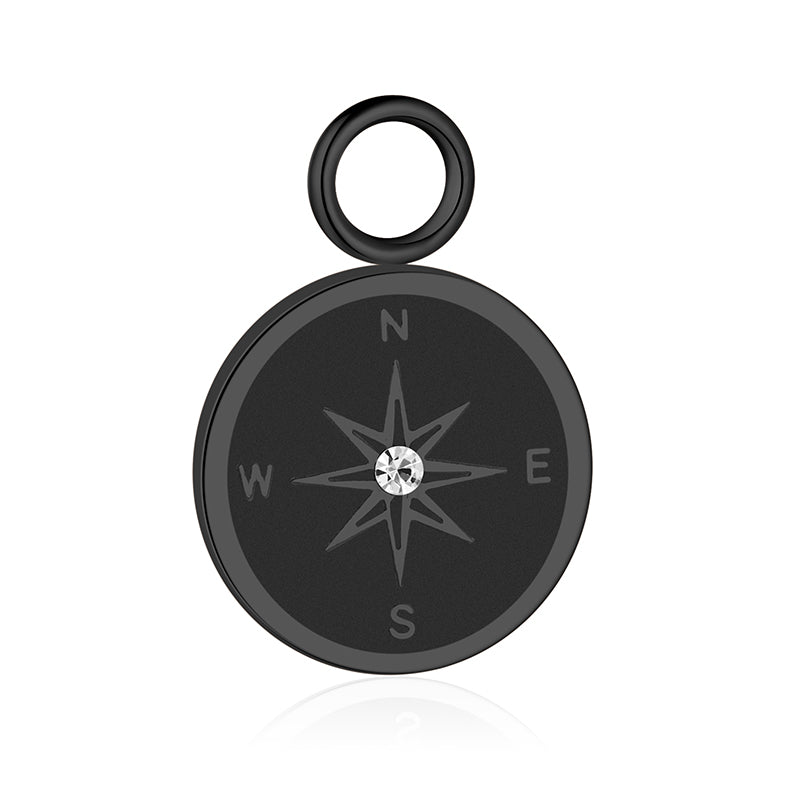 Charm für Ohrringe (Creolen) Kompass (mit Stein) aus Edelstahl (Paar)