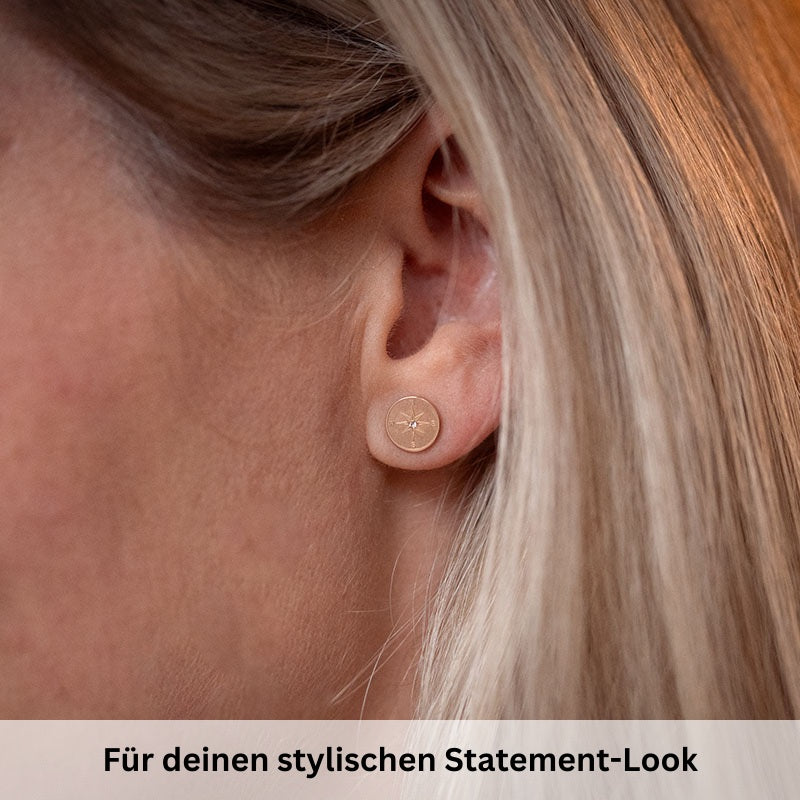 Ohrstecker Kompass (mit Stein) aus Edelstahl
