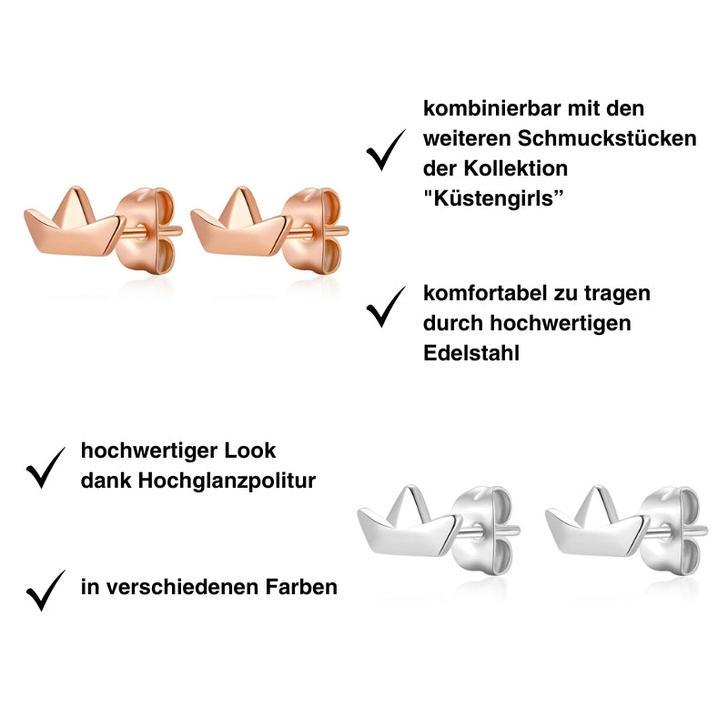 Ohrstecker Papierschiffchen (groß) aus Edelstahl