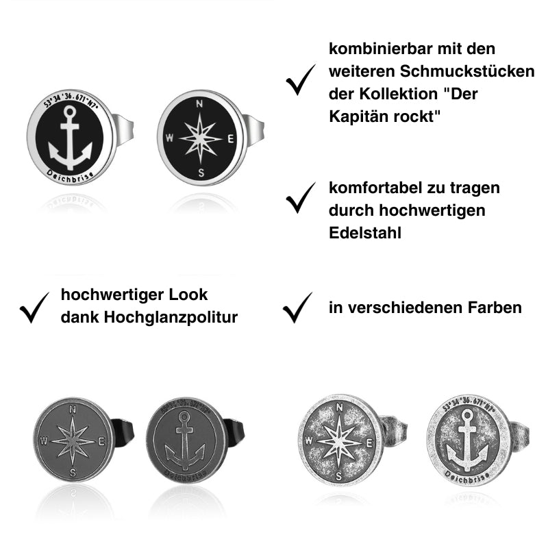 Ohrstecker Steuermann aus Edelstahl