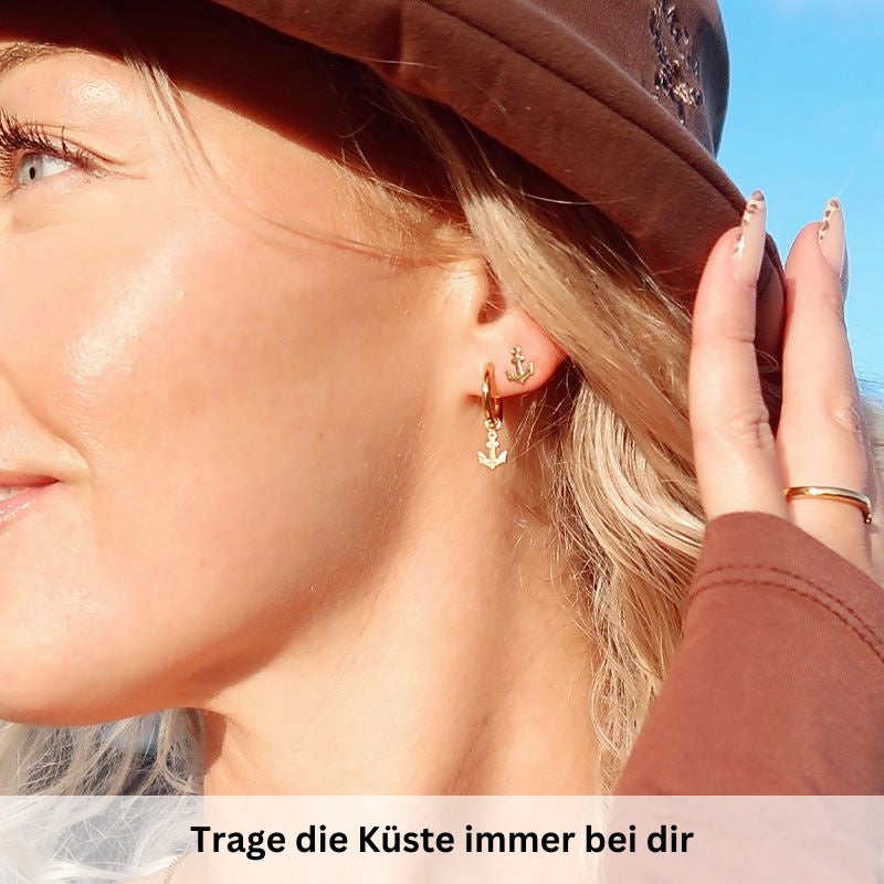 Charm für Ohrringe (Creolen) Anker aus Edelstahl (Paar)