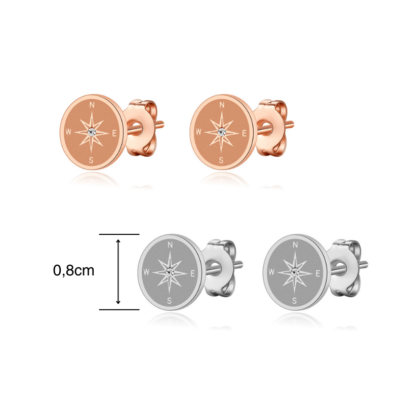 Ohrstecker Kompass (mit Stein) aus Edelstahl