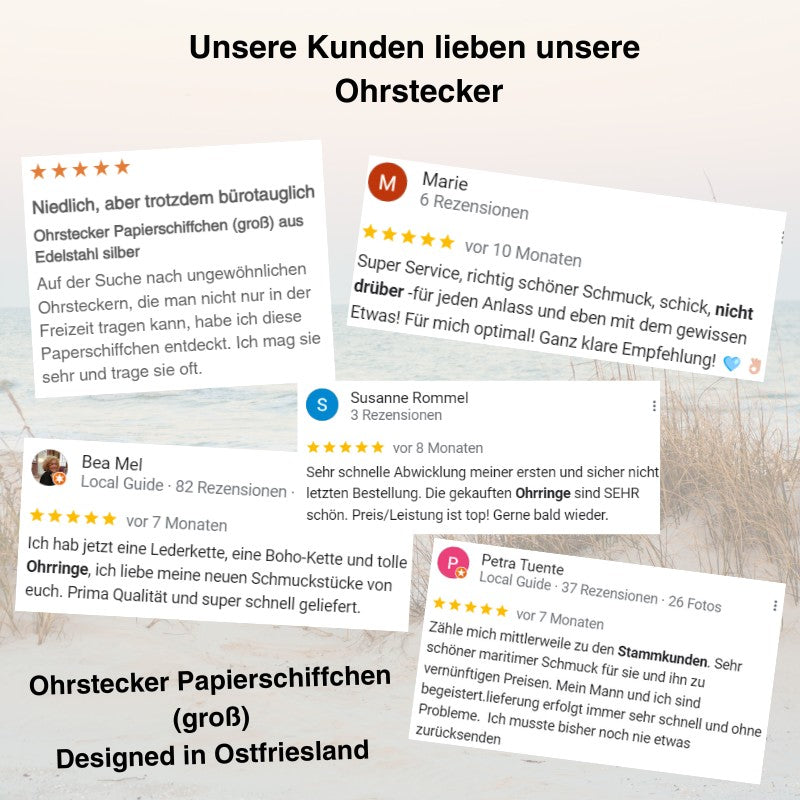 Ohrstecker Papierschiffchen aus Edelstahl