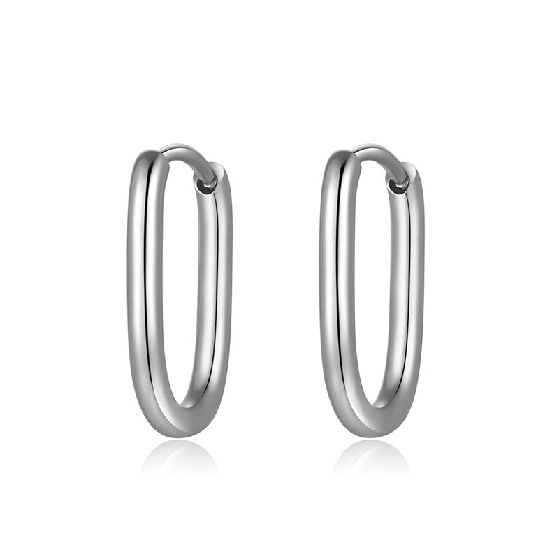 Ovale Creolen für Charm Anhänger (klein | 17 mm) aus Edelstahl (Paar)