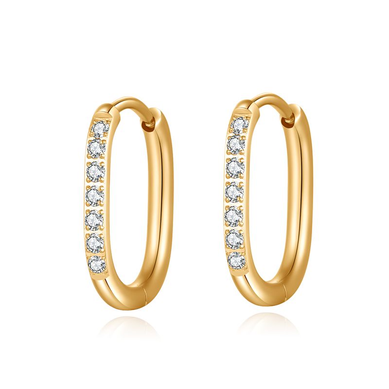 Ovale Creolen mit Steinen für Charm Anhänger (klein | 17 mm) aus Edelstahl (Paar)