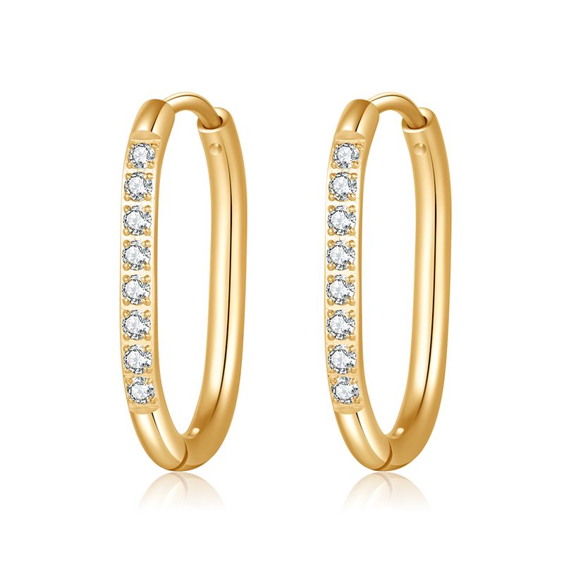 Ovale Creolen mit Steinen für Charm Anhänger (groß | 20 mm) aus Edelstahl (Paar)