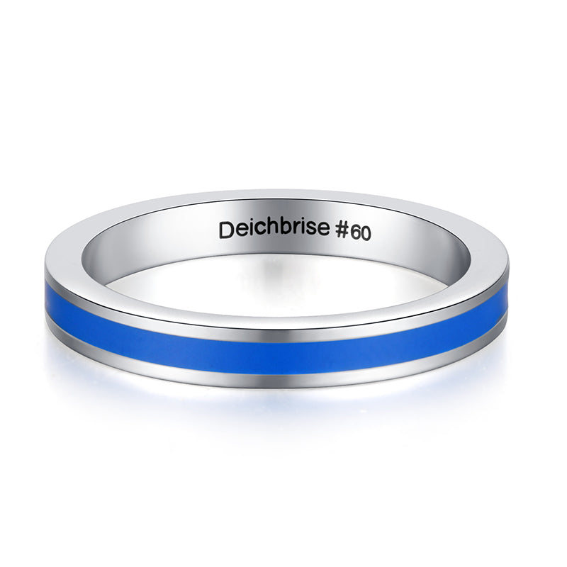 Blauer Enamel-Ring aus Edelstahl (Stapelring)