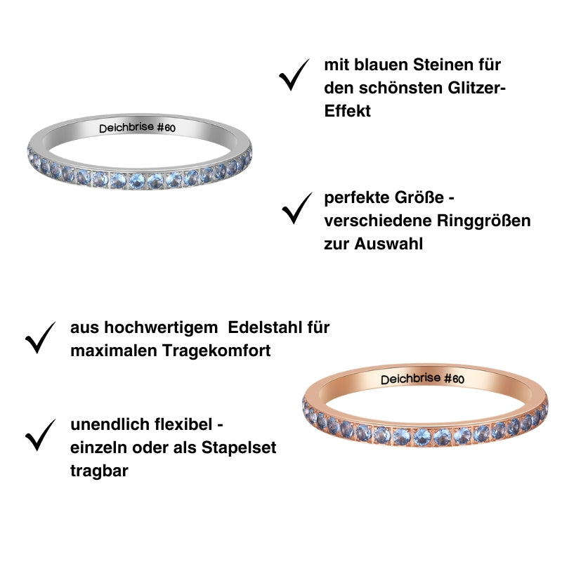 Ring Bling Bling (blau) aus Edelstahl (Stapelring)