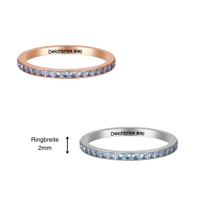 Ring Bling Bling (blau) aus Edelstahl (Stapelring)
