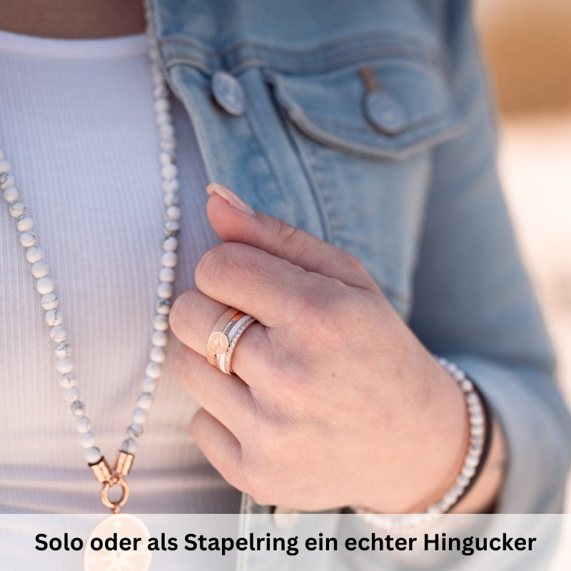 Ring Bling Bling (rosa) aus Edelstahl (Stapelring)