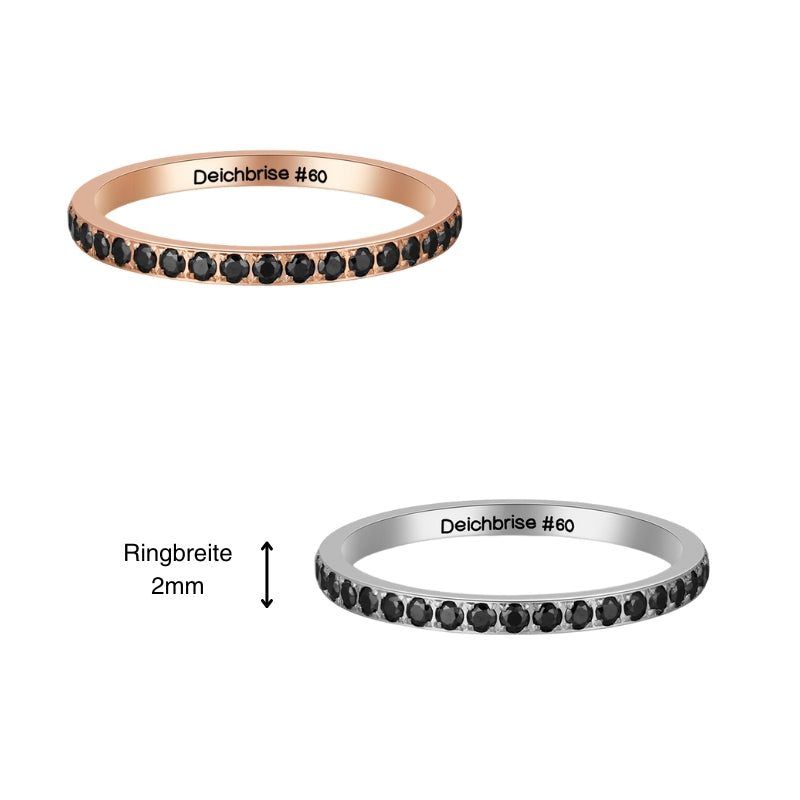 Ring Bling Bling (schwarz) aus Edelstahl (Stapelring)