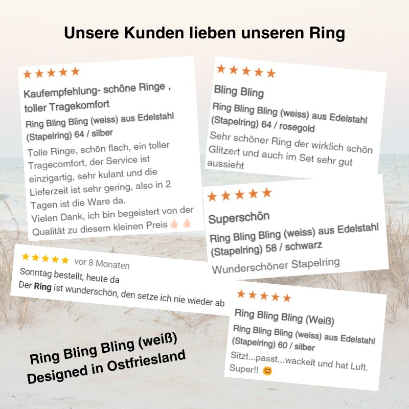 Ring Bling Bling (weiss) aus Edelstahl (Stapelring)
