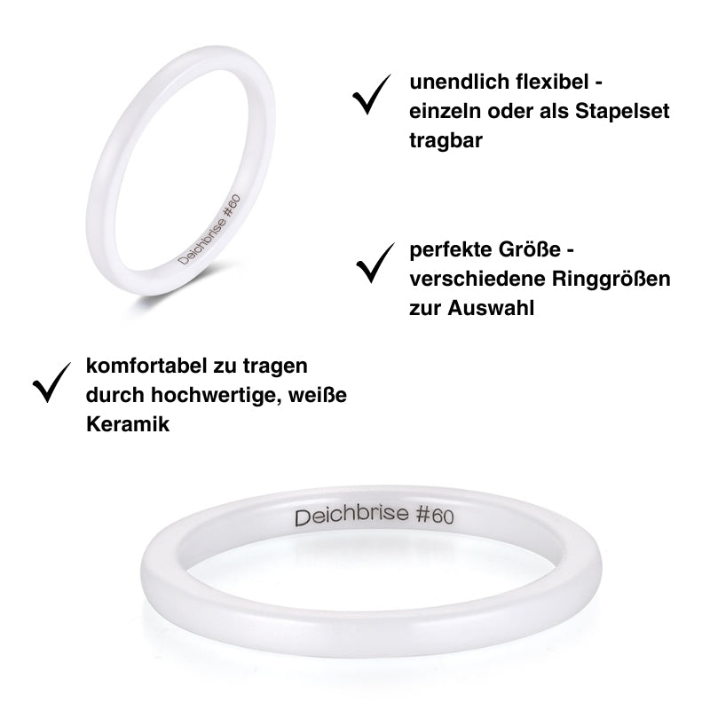 Ring Weiss aus Keramik (Stapelring)