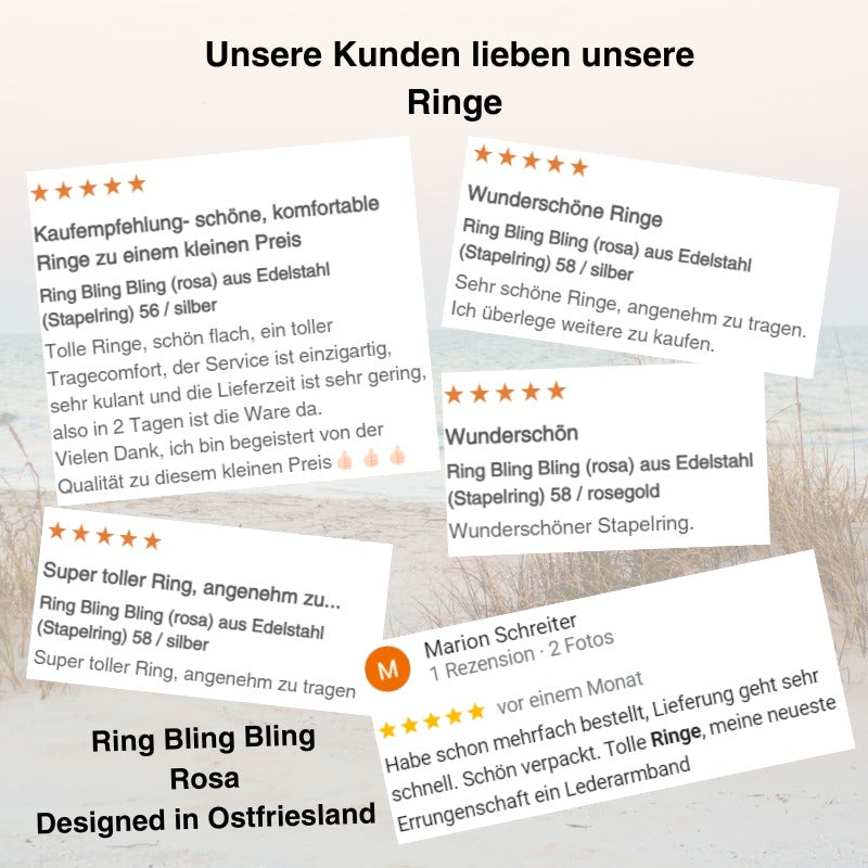 Ring Bling Bling (rosa) aus Edelstahl (Stapelring)