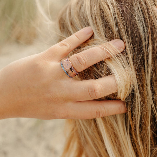 Ring Bling Bling (rosa) aus Edelstahl (Stapelring)