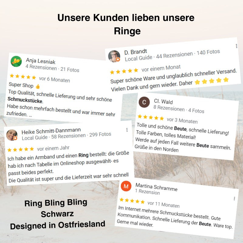 Ring Bling Bling (schwarz) aus Edelstahl (Stapelring)