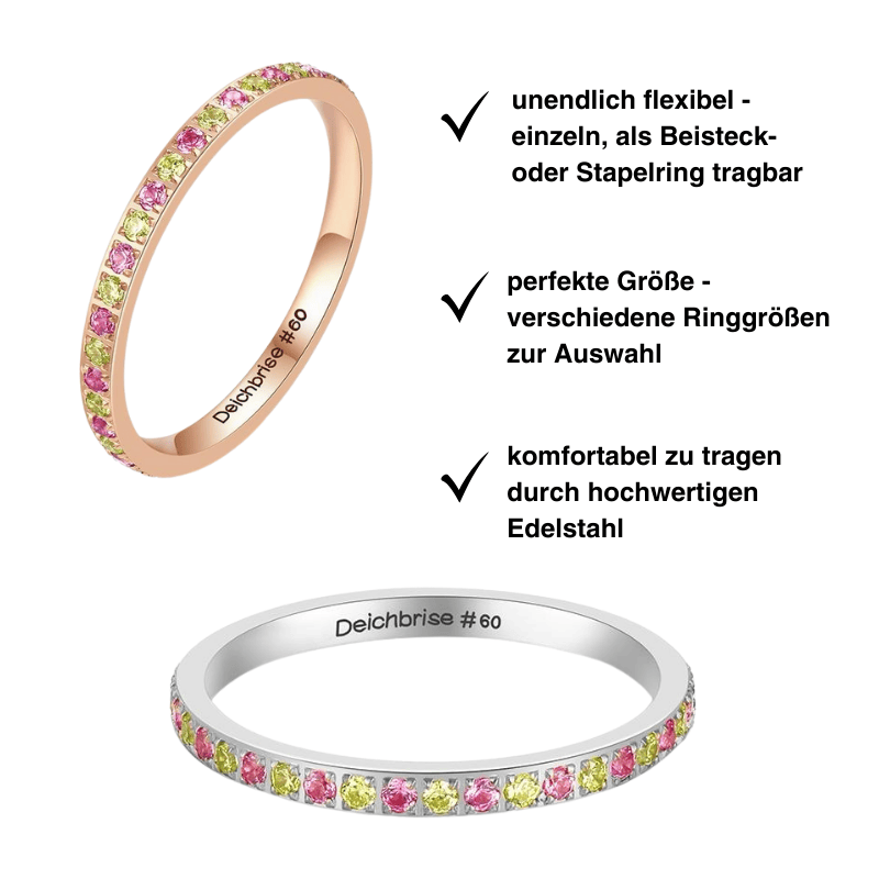 Ring Bling Bling (neongelb-pink) aus Edelstahl (Stapelring)