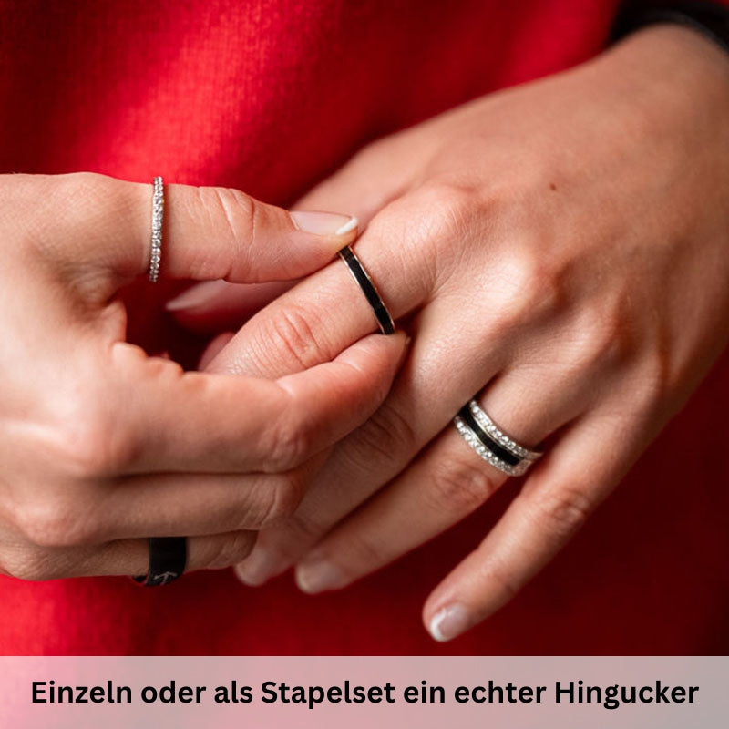 Ring aus Edelstahl mit Stein (Stapelring)