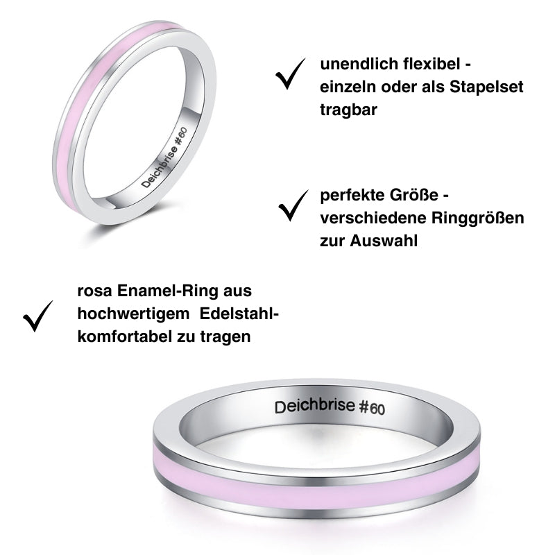 Rosa Enamel-Ring aus Edelstahl (Stapelring)