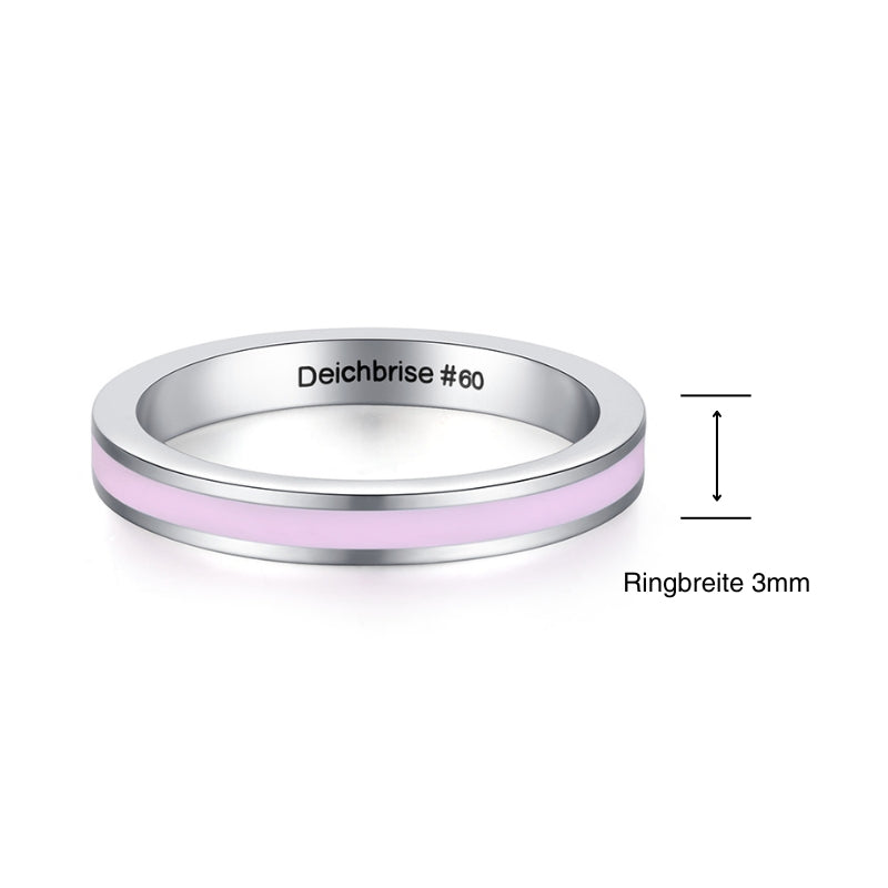 Rosa Enamel-Ring aus Edelstahl (Stapelring)