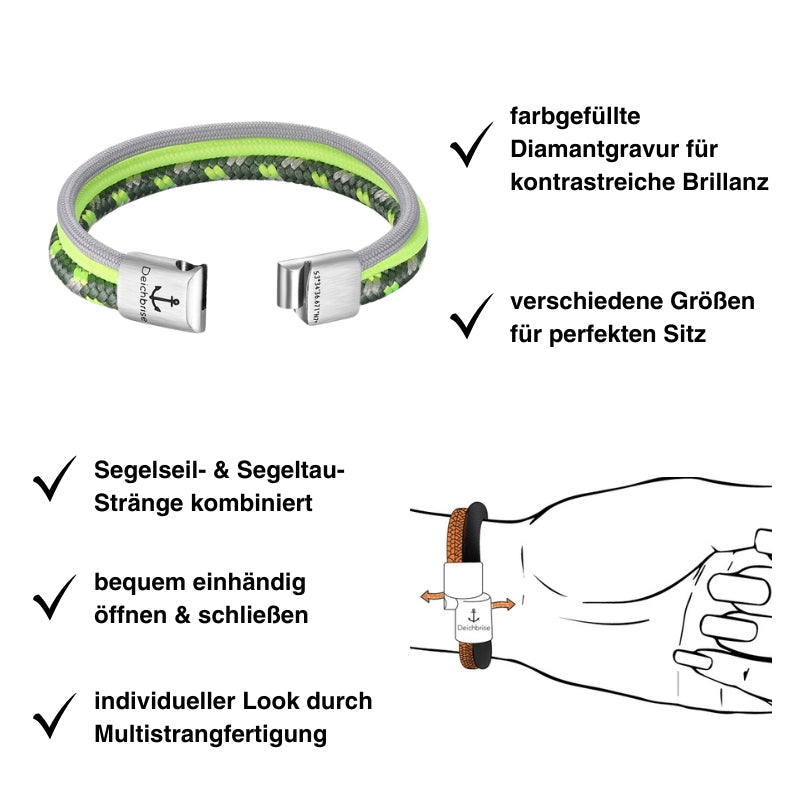 Segelseil-Segeltau Armband Schilfgras (Multistrang)