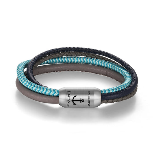 Multistrang Armband Möwe (Segeltau & Fibre Leder) (Veggie)